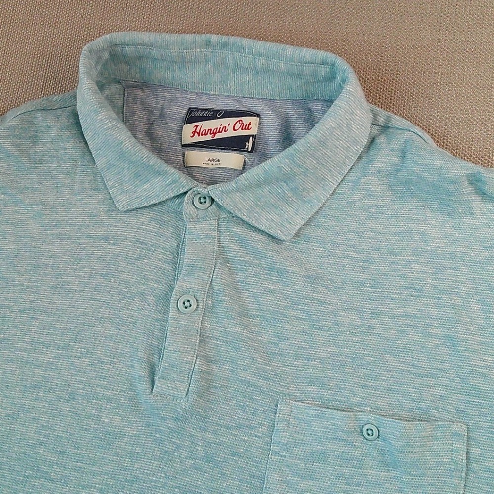 Johnnie-O Polo Shirt Mens Large Galapagos Green Hangin Out Linen Blend JMP04290